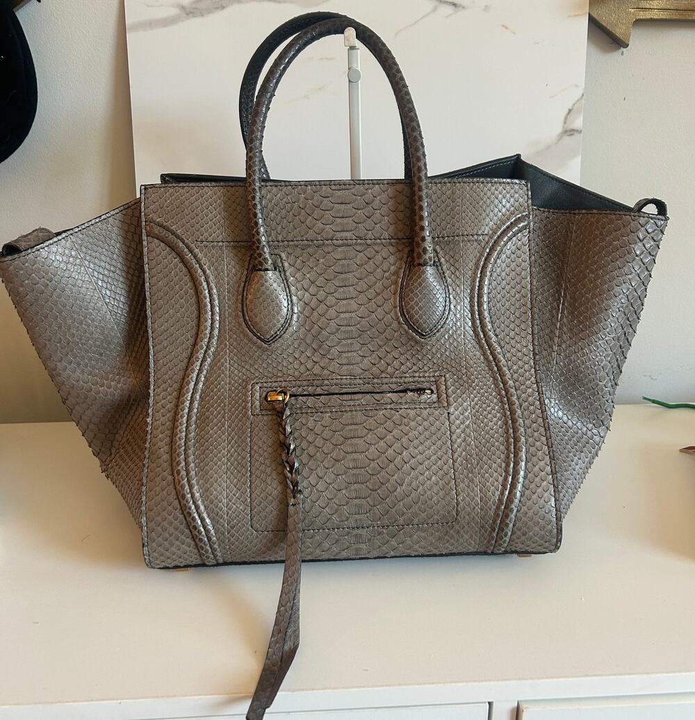 Celine Phantom in Gray Python Womens Bag